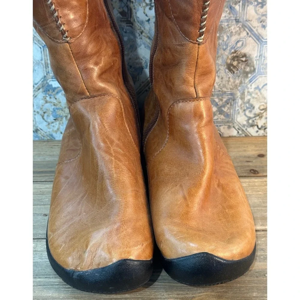 Keen Tall Leather Faux Fur Lined Boots Womens 9.5 Brown